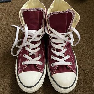Maroon high top Converse